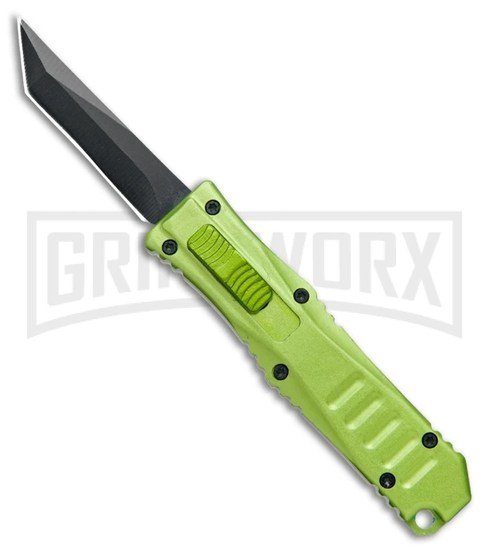 Mini Marvel Green DA/OTF Automatic Knife - Tanto Black Plain 3 Mini Marvel Green DA/OTF Automatic Knife - Tanto Black Plain