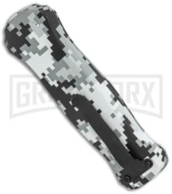 Coffin Blaster 2.0 Gray Camo W/Flames DA/OTF Automatic Knife - Black Two Tone -Kershaw Store Coffin Blaster Gray Camo Flames DA Auto Black TT GX 37837 jr side large