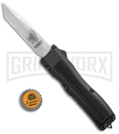 Conquest Tactical Fury Black D/A OTF Automatic Knife - Stonewash Plain -Kershaw Store Conquest Tactical Fury DA OTF Black SW BHQ 30663 jr bottlecap large