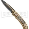 Custom Russian Gold Fish Automatic Knife - Damascus Plain -Kershaw Store Custom Russian Gold Fish Automatic Damascus RV HC5 FISH DAM GX 31051 jr large