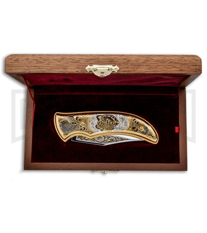 Custom Russian Gold Leopard Automatic Knife - Polish Plain 6 Custom Russian Gold Leopard Automatic Knife - Polish Plain - Image 4
