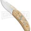 Custom Russian Gold Lion Automatic Knife - Polish Plain -Kershaw Store Custom Russian Gold Lion Auto Polish RV HC2 LION GX 31052 jr large