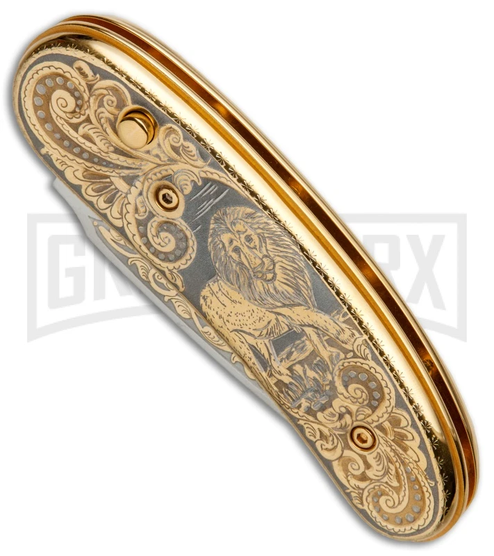 Custom Russian Gold Lion Automatic Knife - Polish Plain 4 Custom Russian Gold Lion Automatic Knife - Polish Plain - Image 2