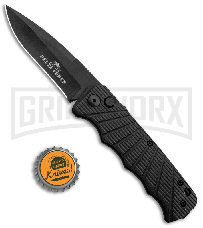 Delta Force Automatic Knife Black Aluminum - Black Plain 6 Delta Force Automatic Knife Black Aluminum - Black Plain - Image 4