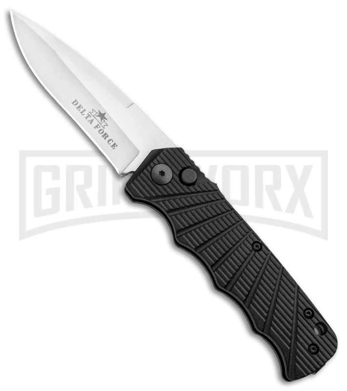Delta Force Automatic Knife Black Aluminum - Satin Plain 3 Delta Force Automatic Knife Black Aluminum - Satin Plain