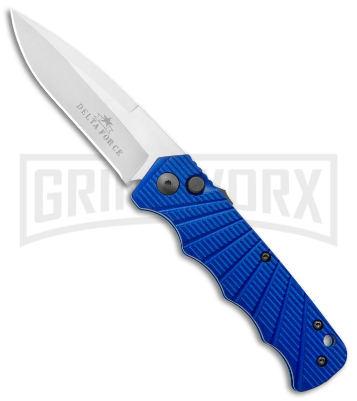 Delta Force Automatic Knife Blue Aluminum - Satin Plain 3 Delta Force Automatic Knife Blue Aluminum - Satin Plain