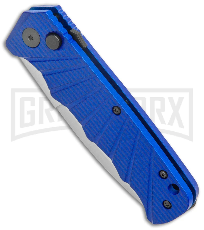 Delta Force Automatic Knife Blue Aluminum - Satin Plain 4 Delta Force Automatic Knife Blue Aluminum - Satin Plain - Image 2