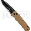 Delta Force Automatic Knife Tan Aluminum - Black Serrated -Kershaw Store Delta Force Auto Tan Aluminum Black Serr GX 34164 jr large