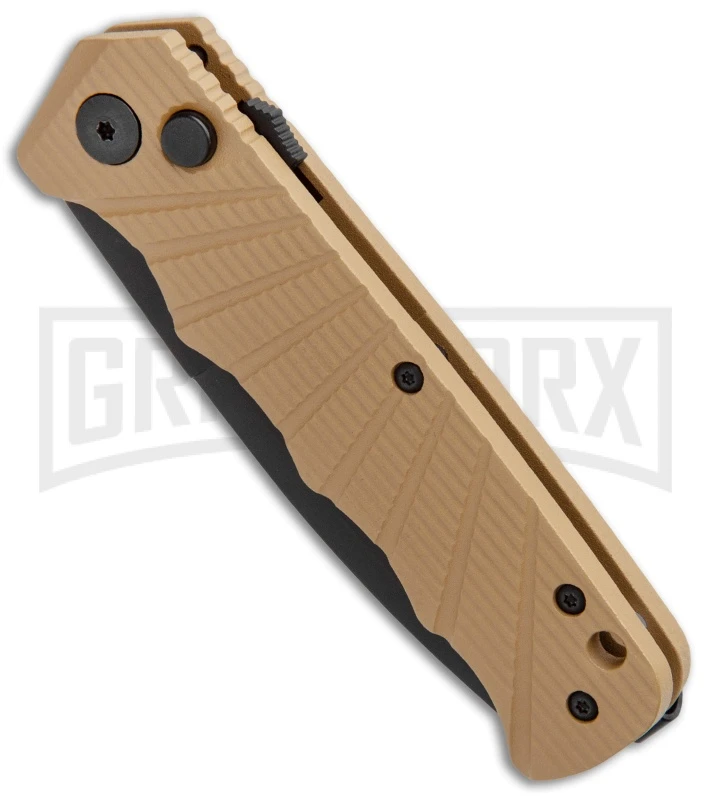 Delta Force Automatic Knife Tan Aluminum - Black Serrated 4 Delta Force Automatic Knife Tan Aluminum - Black Serrated - Image 2