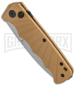 Delta Force Tan Automatic Knife - Satin Plain -Kershaw Store Delta Force Auto Tan Aluminum Satin GX 38230 jr spine large