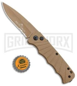 Delta Force Automatic Knife Tan Aluminum - Tan Partially Serrated -Kershaw Store Delta Force Auto Tan Molded Plastic Tan Partially Serrated GX 33543 jr bottlecap large