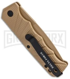 Delta Force Automatic Knife Tan Aluminum - Tan Plain -Kershaw Store Delta Force Auto Tan Molded Plastic Tan Plain GX 33542 jr side large