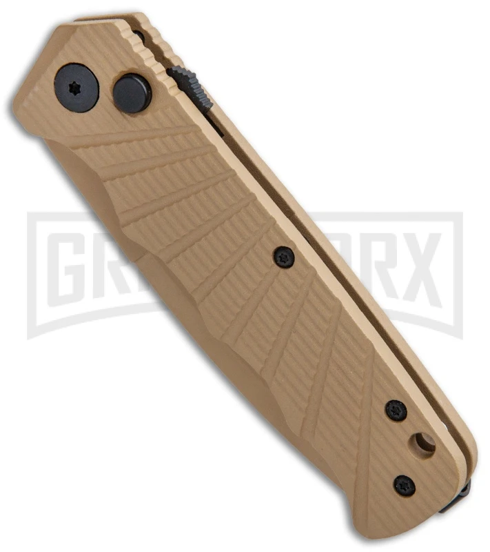 Delta Force Automatic Knife Tan Aluminum - Tan Plain 4 Delta Force Automatic Knife Tan Aluminum - Tan Plain - Image 2