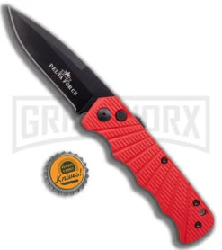 Delta Force Automatic Knife Red Aluminum - Black Plain -Kershaw Store Delta Force Automatic Knife Red Aluminum Black GX 41283 KC bottlecap 2 large