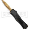 Edgeworks Carbon Fiber OTF Auto Knife Dagger - Gold Damascus Finish) -Kershaw Store Edgeworks Carbon Fiber OTF Auto Knife Dagger 3in Gold Damascus GX 42361 td large