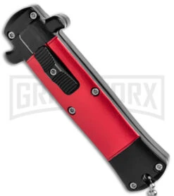 Enzo OTF Red/Black Automatic Keychain Knife - Satin Spear Point Plain -Kershaw Store Enzo OTF Auto Keychain Knife Red Black Satin GX 38888 jr spine large
