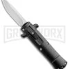 Enzo Stiletto Mini Black W/ Black Bolsters D/A OTF Automatic Knife - Satin Plain 1 Enzo Stiletto Mini Black W/ Black Bolsters D/A OTF Automatic Knife - Satin Plain -Kershaw Store Enzo Stiletto Mini Black Black Bolsters OTF Auto Satin GX 38908 jr large