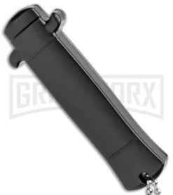 Enzo Stiletto Mini Black W/ Black Bolsters D/A OTF Automatic Knife - Satin Plain -Kershaw Store Enzo Stiletto Mini Black Black Bolsters OTF Auto Satin GX 38908 jr side large