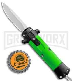 Enzo OTF Green/Black Automatic Keychain Knife - Satin Spear Point Plain -Kershaw Store Enzo Stiletto Mini Green Black Bolsters OTF Auto Satin GX 38905 jr bottlecap large