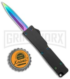 Firecracker Mini Black D/A OTF Automatic Knife - Rainbow Dagger -Kershaw Store Firecracker Mini Black DA OTF Auto Rainbow Dagger GX 37856 jr bottlecap large