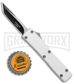 Firecracker Mini Silver D/A OTF Automatic Knife - Tanto Two Tone -Kershaw Store Firecracker Mini Silver DA OTF Auto Tanto TT GX 37668 jr bottlecap large