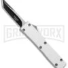 Firecracker Mini Silver D/A OTF Automatic Knife - Tanto Two Tone -Kershaw Store Firecracker Mini Silver DA OTF Auto Tanto TT GX 37668 jr large