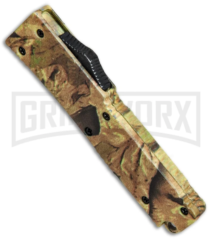 Firecracker Mini Tan Foliage Camo D/A OTF Automatic Knife - BB Plain 4 Firecracker Mini Tan Foliage Camo D/A OTF Automatic Knife - BB Plain - Image 2