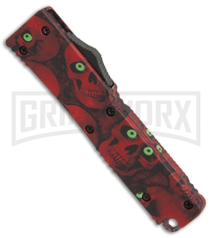 Firecracker Mini Red Skull D/A OTF Automatic Knife - Black Plain 4 Firecracker Mini Red Skull D/A OTF Automatic Knife - Black Plain - Image 2