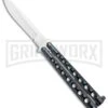 Flick Blue Balisong Butterfly Knife Black/Blue - Drop Point Satin Plain