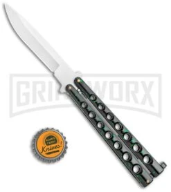 Flick Black/Green Balisong Butterfly Knife - Satin Plain 9 Flick Black/Green Balisong Butterfly Knife - Satin Plain -Kershaw Store Flick Green Balisong Butterfly Knife Satin GX 2607 jr bottlecap large
