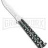 Flick Black/Green Balisong Butterfly Knife - Satin Plain -Kershaw Store Flick Green Balisong Butterfly Knife Satin GX 2607 jr large