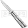 Regal White Swirl Balisong Butterfly Knife - Satin Serr -Kershaw Store Flipper White Swirl Balisong Satin Serr GC30MWT GX 31277 jr large