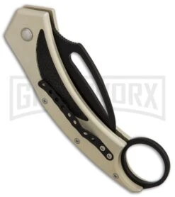 Frank B Beltrame Karambit Tan Automatic Knife - Black Plain 7 Frank B Beltrame Karambit Tan Automatic Knife - Black Plain -Kershaw Store Frank B Beltrame Karambit sand BP 4731 er side large