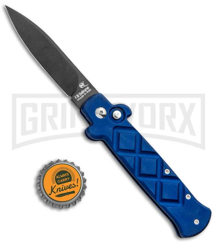 Frank B. Italian Stealth Blue Automatic Knife - Black Plain 6 Frank B. Italian Stealth Blue Automatic Knife - Black Plain - Image 4