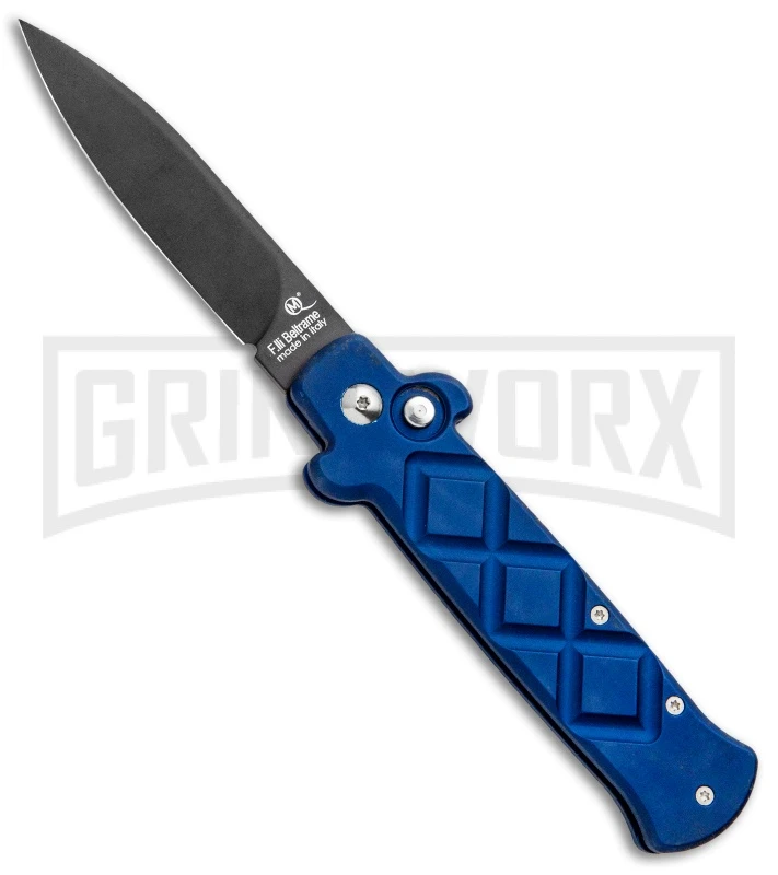 Frank B. Italian Stealth Blue Automatic Knife - Black Plain 3 Frank B. Italian Stealth Blue Automatic Knife - Black Plain