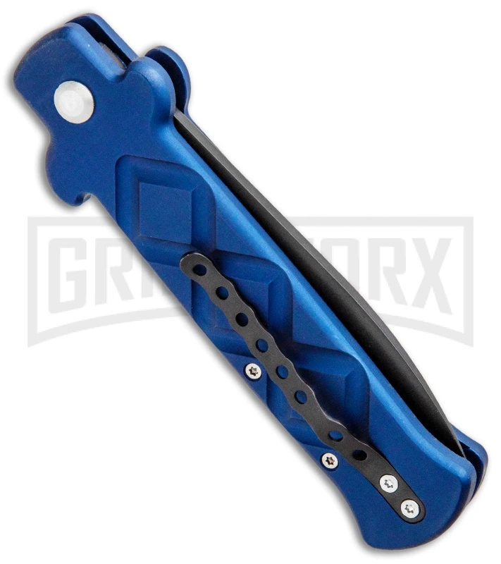 Frank B. Italian Stealth Blue Automatic Knife - Black Plain 5 Frank B. Italian Stealth Blue Automatic Knife - Black Plain - Image 3