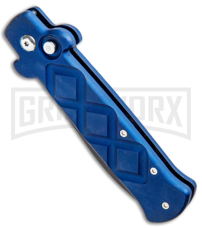 Frank B. Italian Stealth Blue Automatic Knife - Black Plain 4 Frank B. Italian Stealth Blue Automatic Knife - Black Plain - Image 2