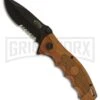 Frost Cutlery Chuck Brown Wood Spring Assisted Knife - Black Serrated -Kershaw Store Frost Cutlery Chuck black BHQ 73010 er large