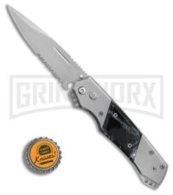 Super Knife Croc Automatic Knife Stainless W/ Black Inlay - Satin Serr 9 Super Knife Croc Automatic Knife Stainless W/ Black Inlay - Satin Serr -Kershaw Store GA303MBK BP 25776 er bottlecap large