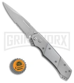 Super Knife Croc Automatic Knife Stainless W/ Polished Inlay - Satin Serr -Kershaw Store GA303SL BP 25775 er bottlecap large