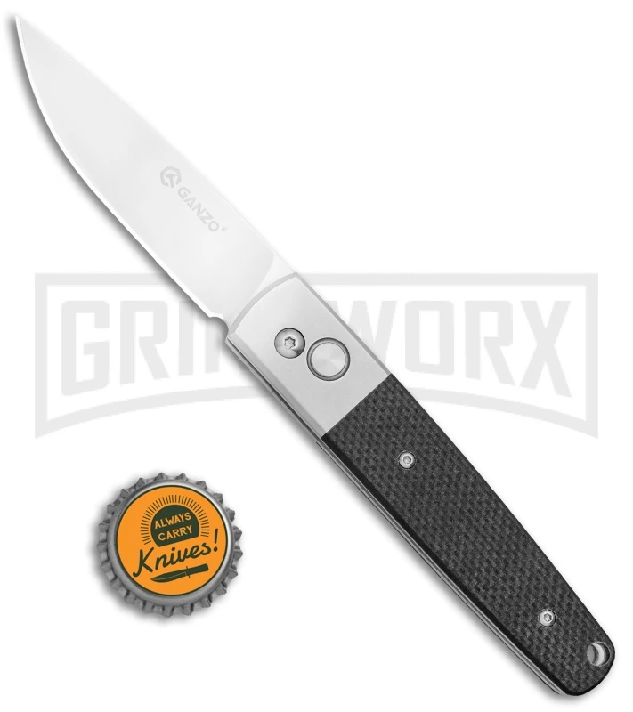 Ganzo Knives G7211-BK Black G-10 Automatic Knife - Flat Grind Satin 6 Ganzo Knives G7211-BK Black G-10 Automatic Knife - Flat Grind Satin - Image 4