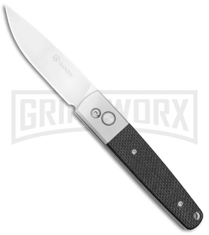 Ganzo Knives G7211-BK Black G-10 Automatic Knife - Flat Grind Satin 3 Ganzo Knives G7211-BK Black G-10 Automatic Knife - Flat Grind Satin