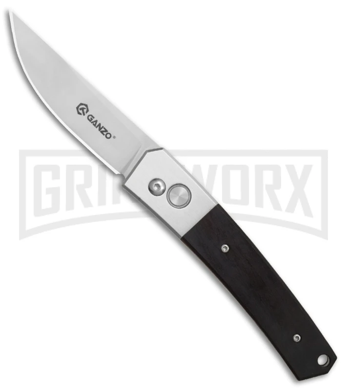 Ganzo Knives Black Wood Automatic Knife - Satin Plain