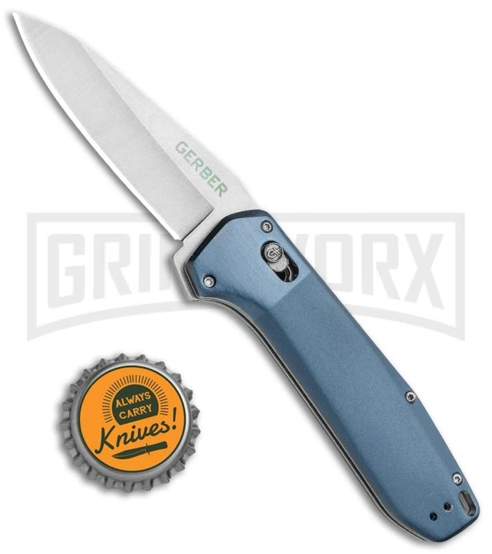 Gerber Highbrow Blue Aluminum Assisted Opening Knife - Satin Plain 6 Gerber Highbrow Blue Aluminum Assisted Opening Knife - Satin Plain - Image 4