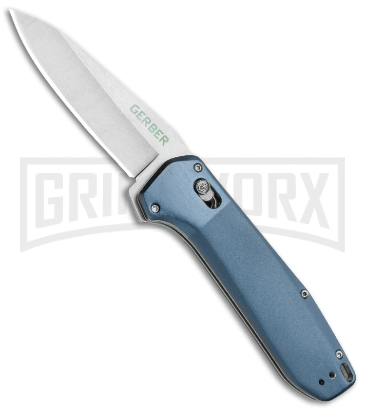 Gerber Highbrow Blue Aluminum Assisted Opening Knife - Satin Plain 3 Gerber Highbrow Blue Aluminum Assisted Opening Knife - Satin Plain