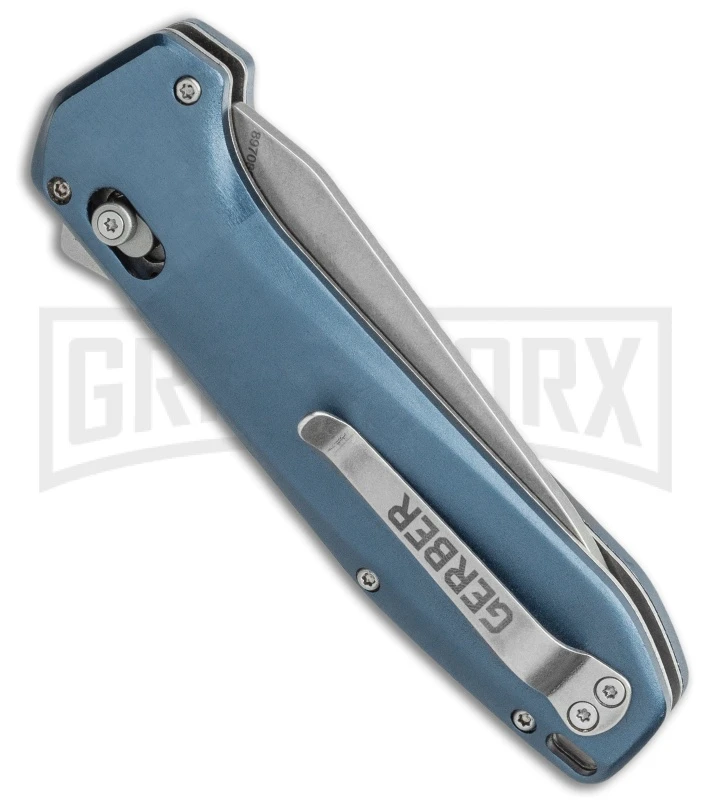 Gerber Highbrow Blue Aluminum Assisted Opening Knife - Satin Plain 5 Gerber Highbrow Blue Aluminum Assisted Opening Knife - Satin Plain - Image 3