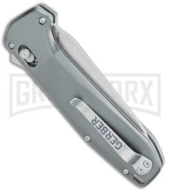 Gerber Highbrow Gray Aluminum Assisted Opening Knife - Stonewash Plain -Kershaw Store Gerber Highbrow Assisted Opening Gray Aluminum Satin BHQ 105485 jr side large