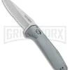Gerber Highbrow Gray Aluminum Assisted Opening Knife- Stonewash Serrated 2 Gerber Highbrow Gray Aluminum Assisted Opening Knife- Stonewash Serrated -Kershaw Store Gerber Highbrow Assisted Opening Gray Aluminum Satin Serr BHQ 118496 jr large