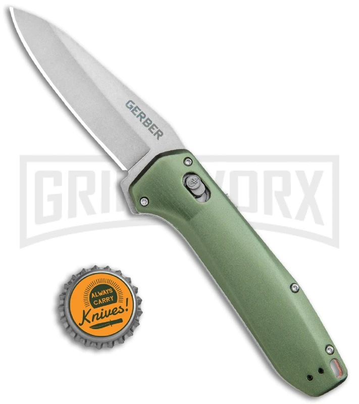 Gerber Highbrow Green Aluminum Assisted Opening Knife - Stonewash Plain 6 Gerber Highbrow Green Aluminum Assisted Opening Knife - Stonewash Plain - Image 4