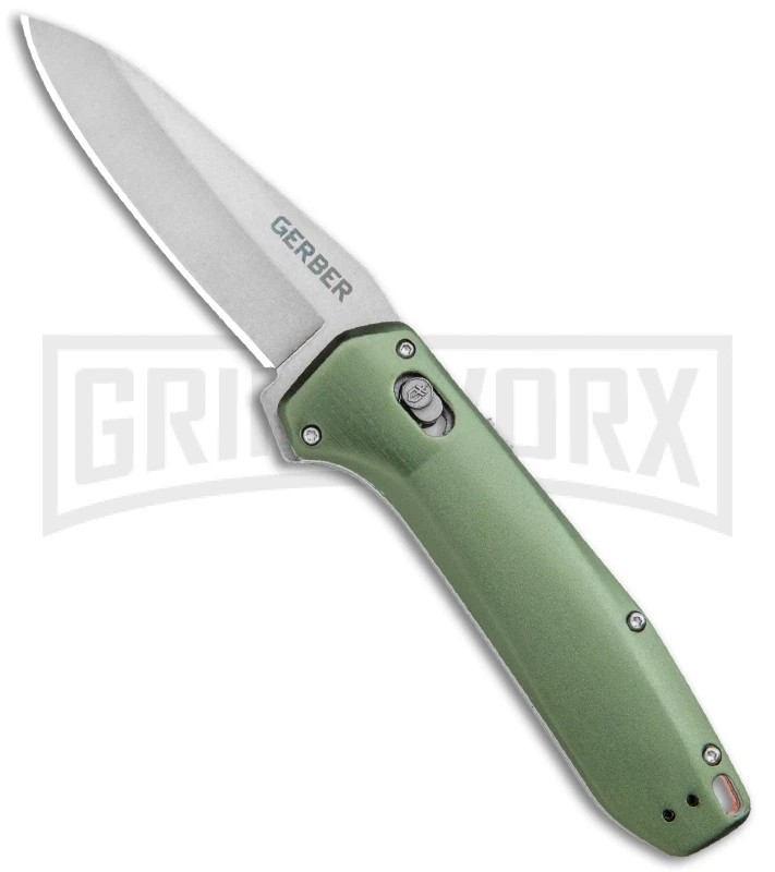 Gerber Highbrow Green Aluminum Assisted Opening Knife - Stonewash Plain 3 Gerber Highbrow Green Aluminum Assisted Opening Knife - Stonewash Plain